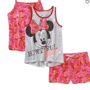 Outfit 3 piece short set girls new size S (6-6X) cotton polyester Disney
